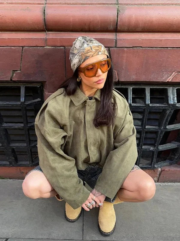 GIACCA BOMBER IN PELLE SCAMOSCIATA
