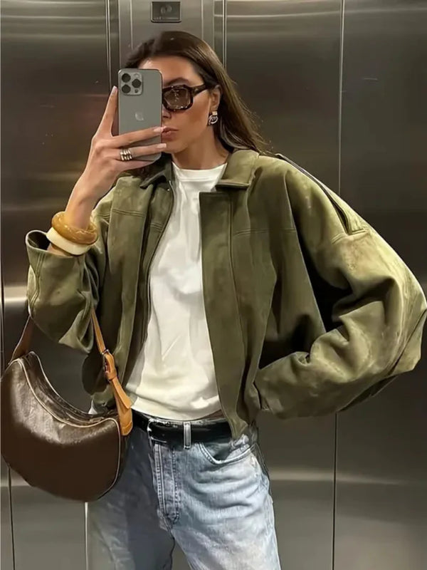 GIACCA BOMBER IN PELLE SCAMOSCIATA