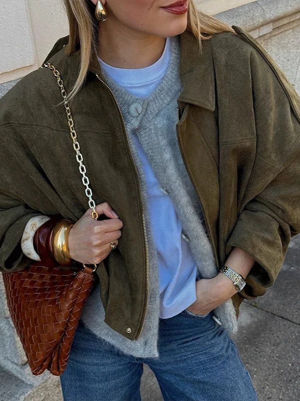 GIACCA BOMBER IN PELLE SCAMOSCIATA